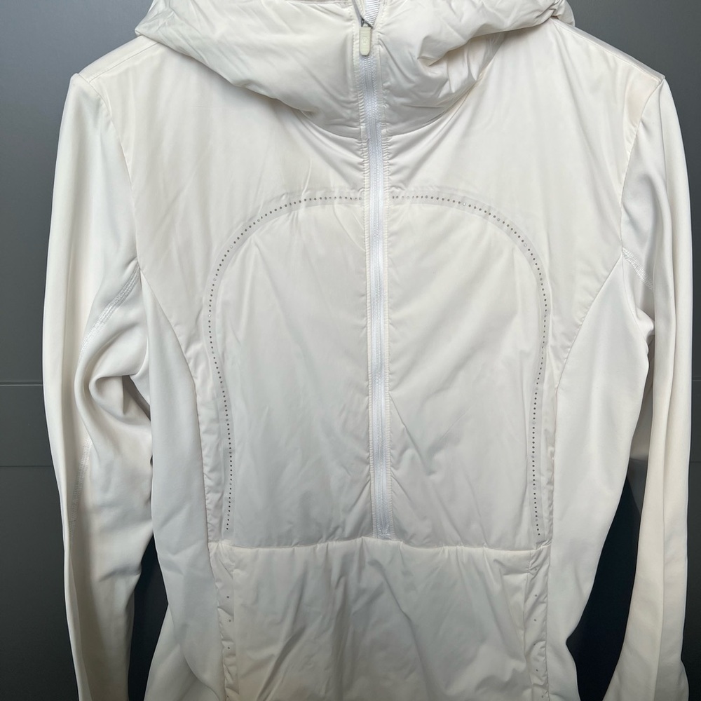 Lululemon athletica White Hooded 1/4 Zip Jacket - Color White/Cream- Sz 12